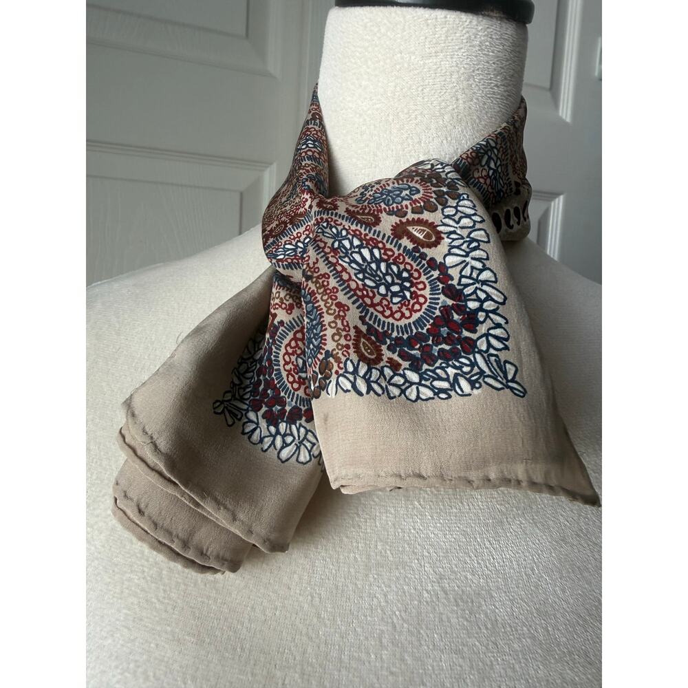 Vintage 1980s Echo Paisley Lightweight Silk Scarf Square